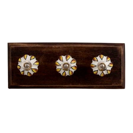 Sunflower Ceramic Wooden Hooks